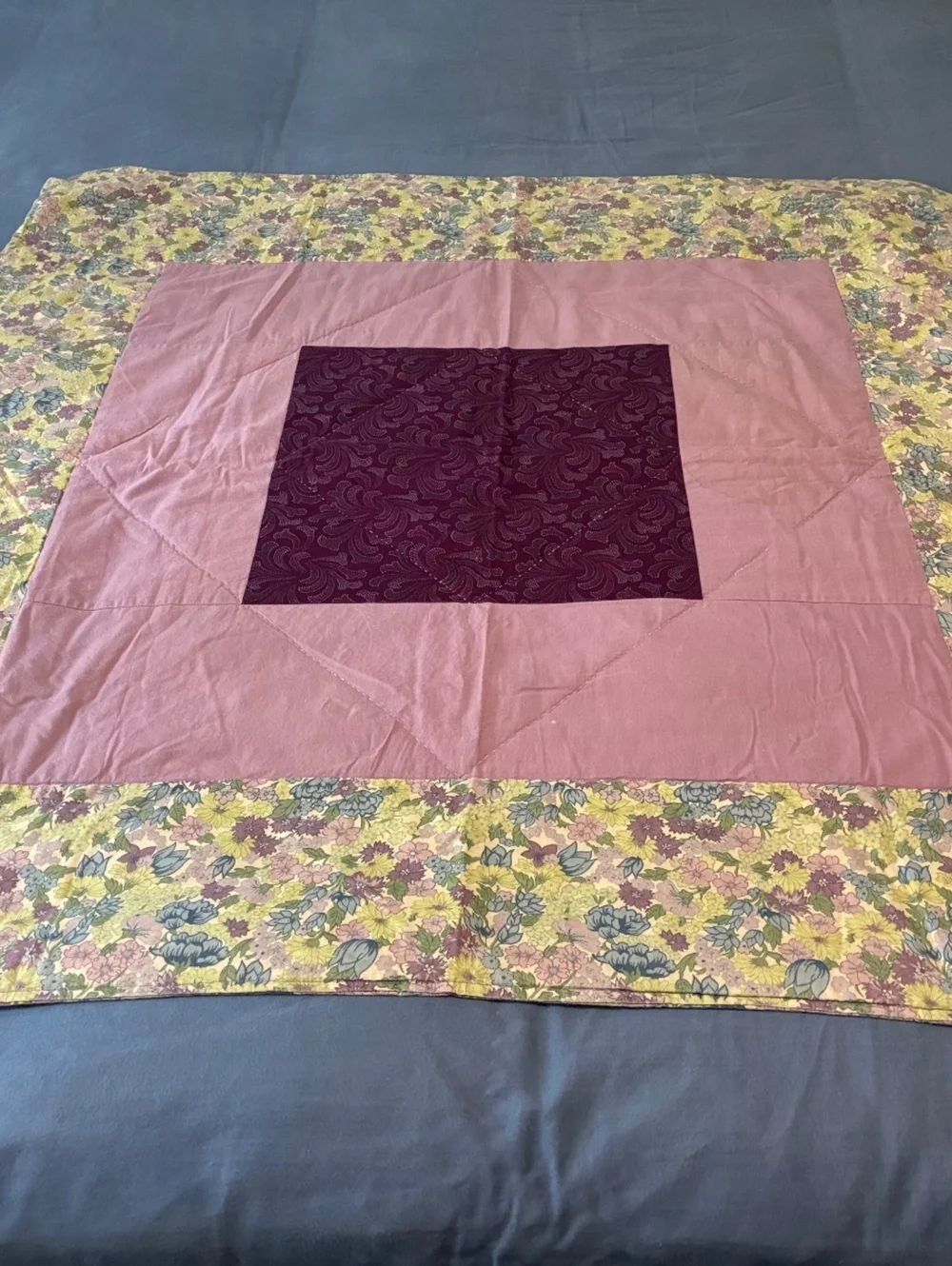 Vintage Quilted card table cover 36